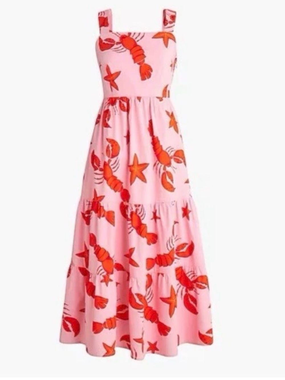 J. Crew Pink Maxi Dress with Red Lobster & Star Print Size 8 - Picture 4 of 15